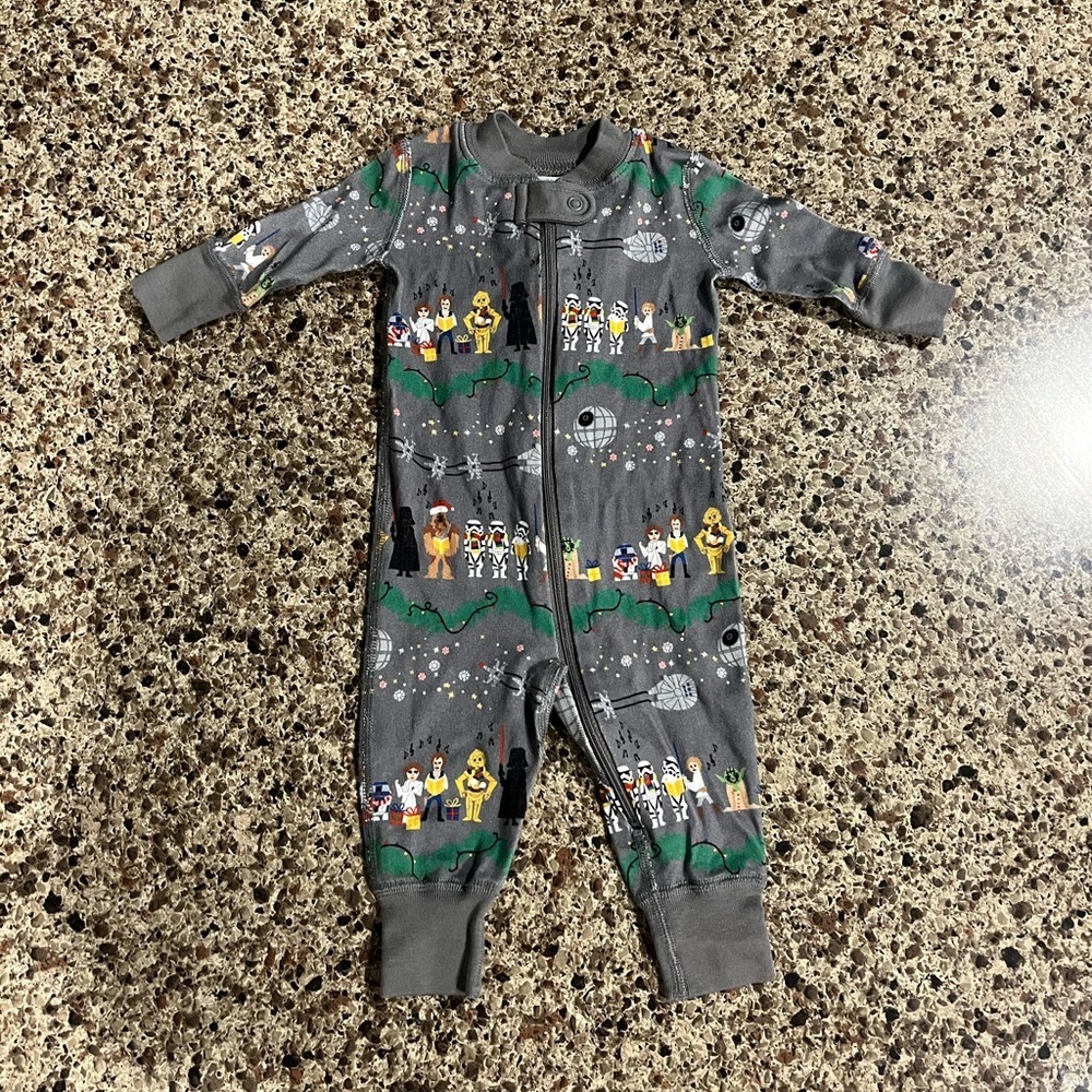 Hanna Andersson Star Wars Holiday Christmas Zip Up Sleeper Pajamas 0-3 Month